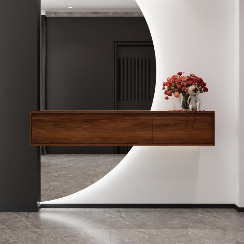 Armoire de salle de bain 60 po, tiroir à fermeture en douceur, montage flottant (meuble-lavabo seulement, sans lavabo), Brun