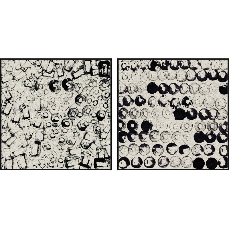 «Valenda Circle Smudge Diptyc» par Marmont Hill - ensemble de 2 reproductions d'art sur toile, H 48 po x l 48 po x P 1,5 po