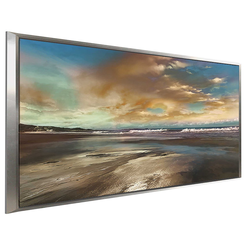«Reflection», reproduction de peinture acrylique sur toile, H 27,5 po x l 43,5 po x P 2 po, Cadre flottant argent