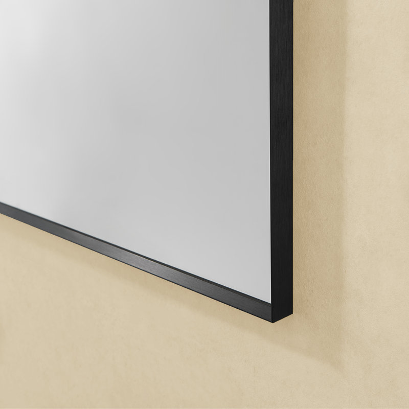 Metal Flat Wall Mirror, Black, 30" H x 48" W