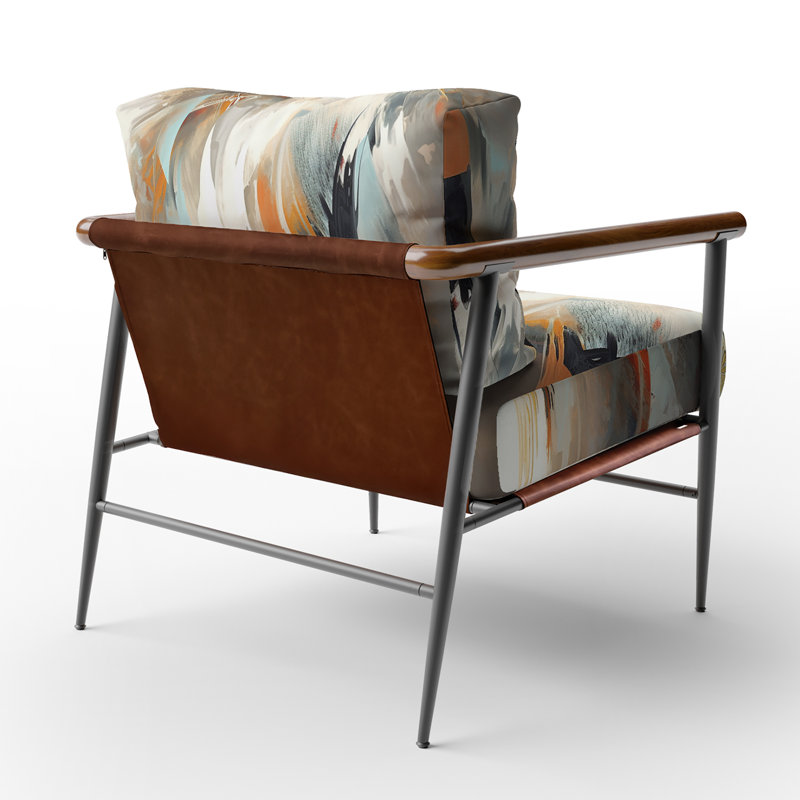 Fauteuil d'appoint rembourré abstrait Orange IV, Noir