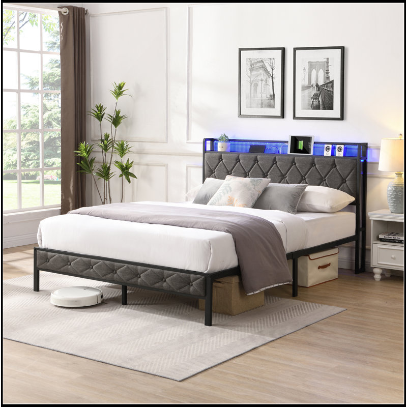 Versatile Upholstered Platform Bed With Advanced Features For Optimal Comfort