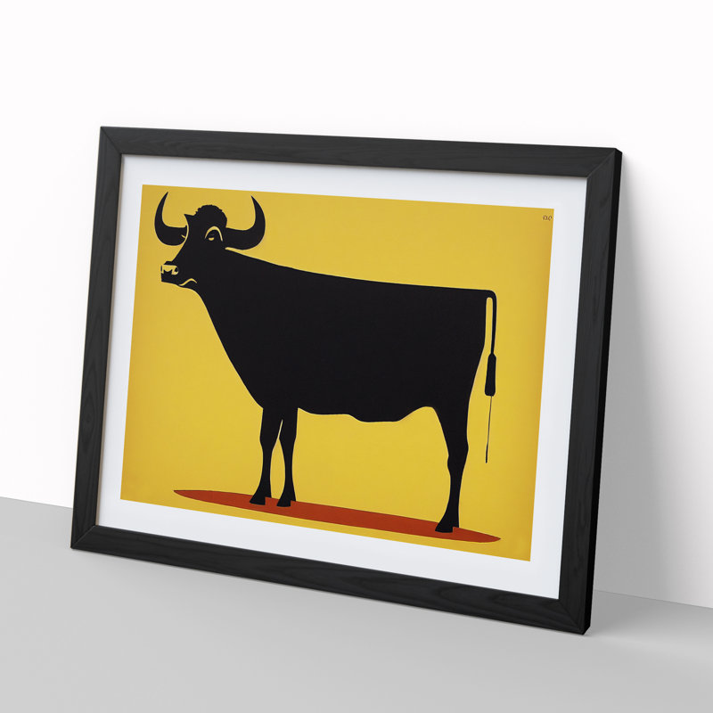 Cow Abstract Vol.2 - Single Picture Frame Print, Black, 25cm H x 34cm W x 2cm D