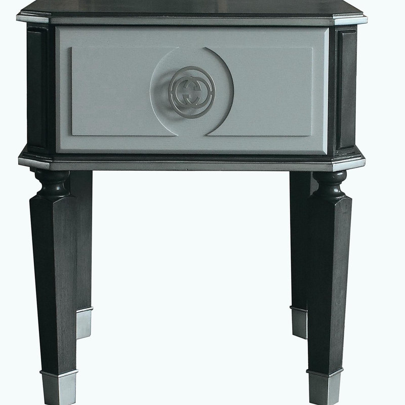 Carbon gray and light gray drawers side table
