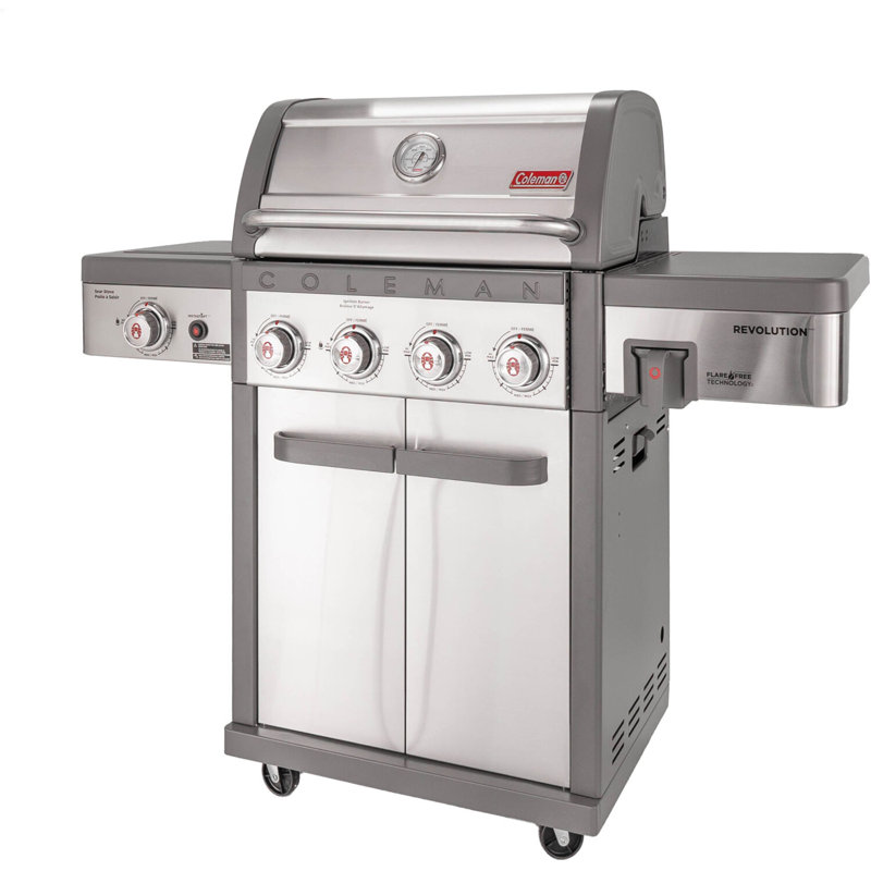 Barbecue au gaz à 4 brûleurs 50 000 BTU Coleman Revolution, brûleur latéral, 680 pieds carrés Po Surface de cuisson totale