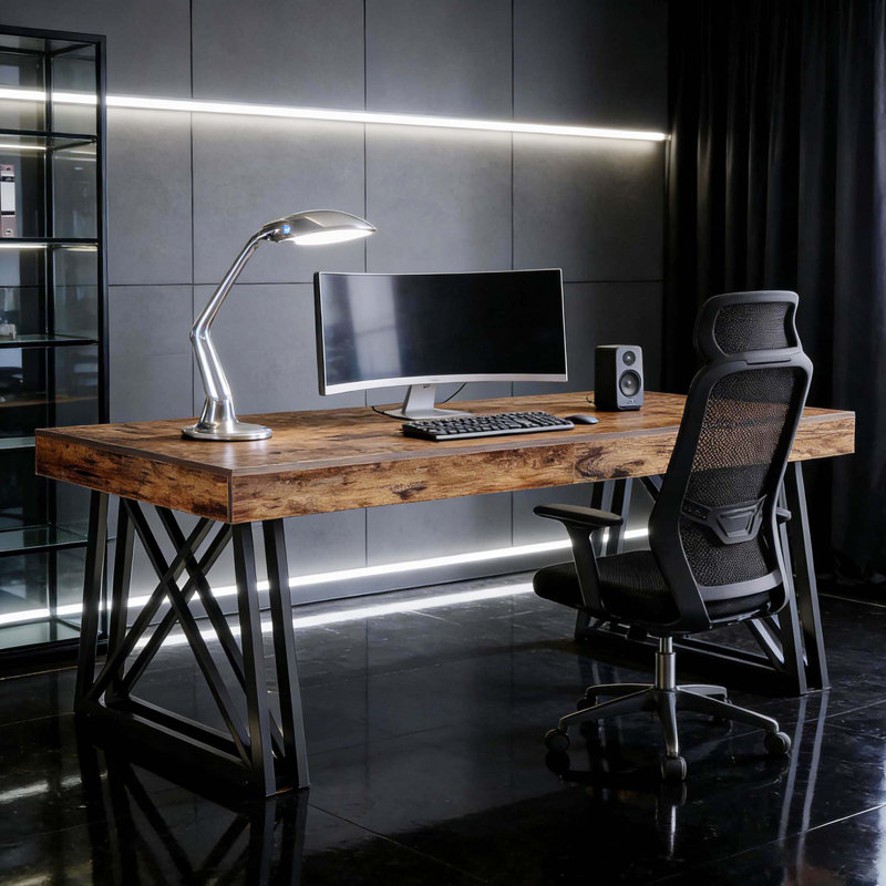 Retro Vintage Style Executive Office Computer Desk (Table Only, No Accessories)