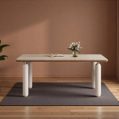 Table de salle à manger à plateau rectangulaire en marbre French Cream