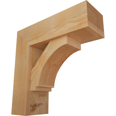 8"W x 24"D x 24"H Imperial Block Rough Sawn Bracket w/ Offset Brace, Douglas Fir