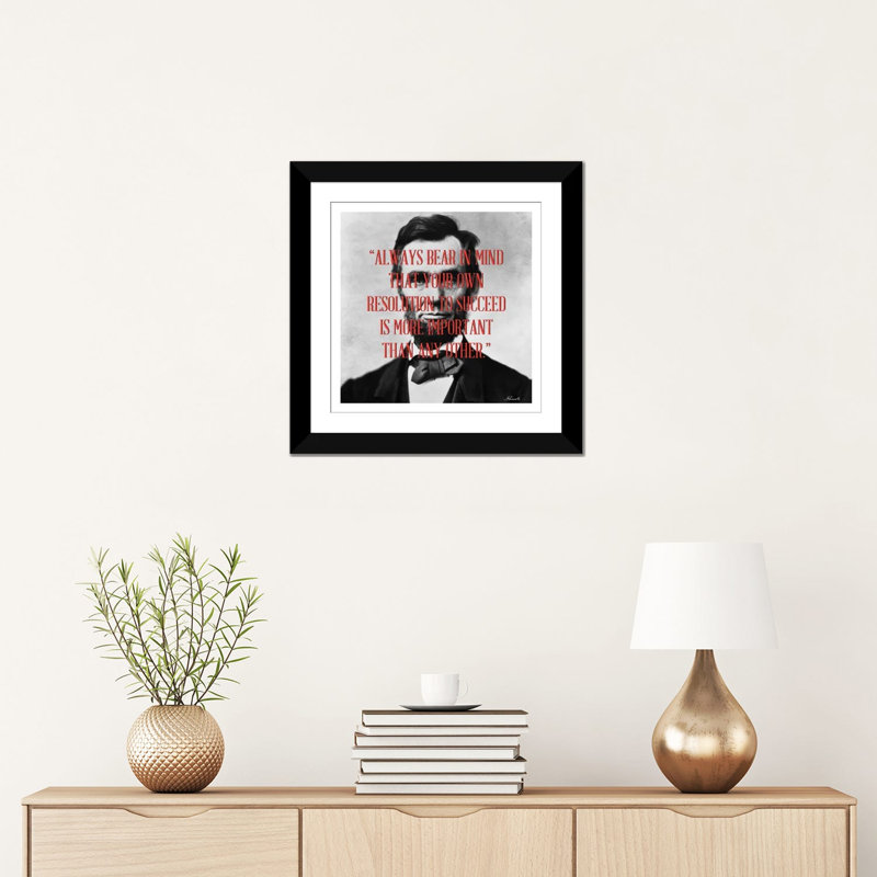 Abraham Lincoln Quote, impression sur toile, H 16 po x l 16 po x P 1 po, Papier d'art encadré noir, Blanc