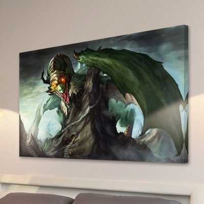 « dragon attack » par "jonas jödicke, reproduction d’art sur toile tendue