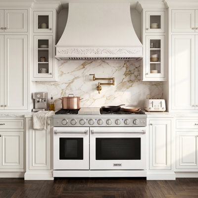 KOSTCH 48" Gas Range with 6 Burners & 1 Griddle Cooktop, Double 4.6 & 2.2 cu. ft. Oven