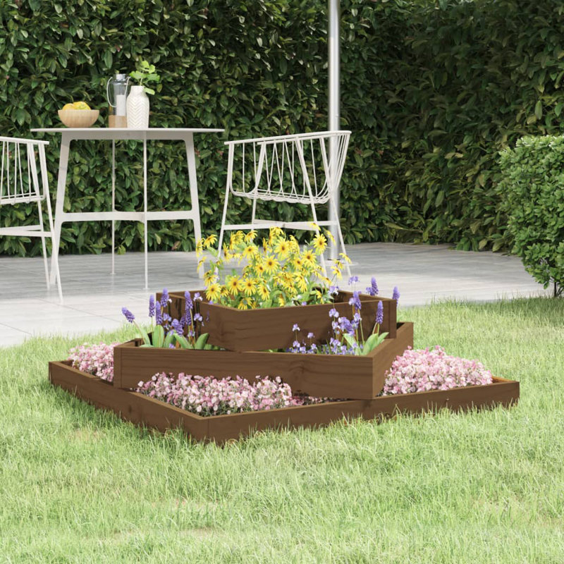 Antowan Self-Watering Wood Raised Garden Bed, Oak, 27cm H x 83cm W x 83cm D