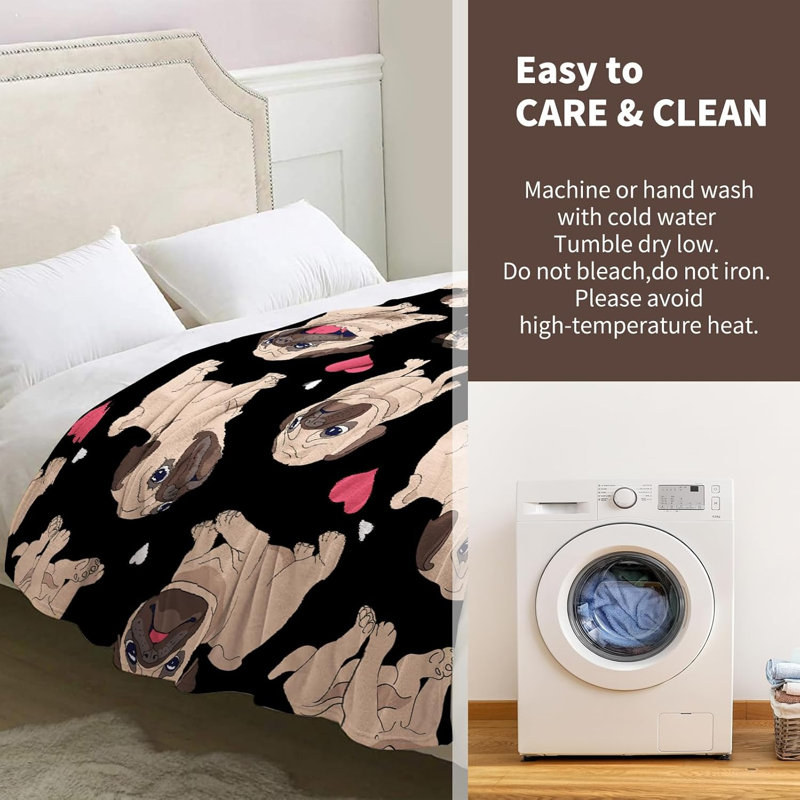 Carlin, cadeaux pour femme, maman, épouse, anniversaire, Noël, Saint-Valentin, cadeau, mignon, carlin, impression, thème, décor, chambre à coucher, salon, canapé, canapé, adultes, doux, douillet, flanelle, jetés, 60 po x 80 po
