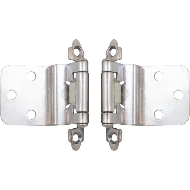 Charnière encastrée à fermeture automatique, Chrome poli, H 1,44 po x l 2,04 po x P 1 po