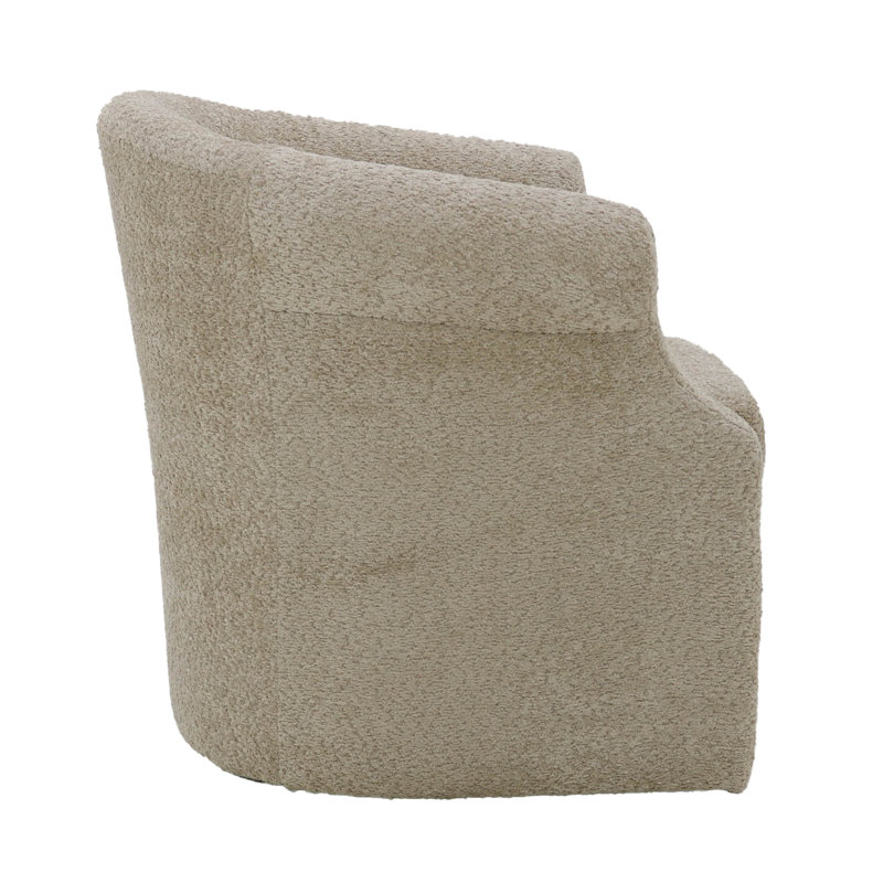 Buril Upholstered Swivel Barrel Chair, Cream Polyester Blend