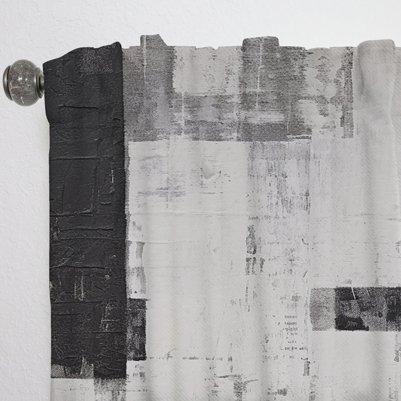 Abstract Ebony Echoes I - Modern Velvet Curtain - Room Darkening - 1 panel, 52" W x 108" L