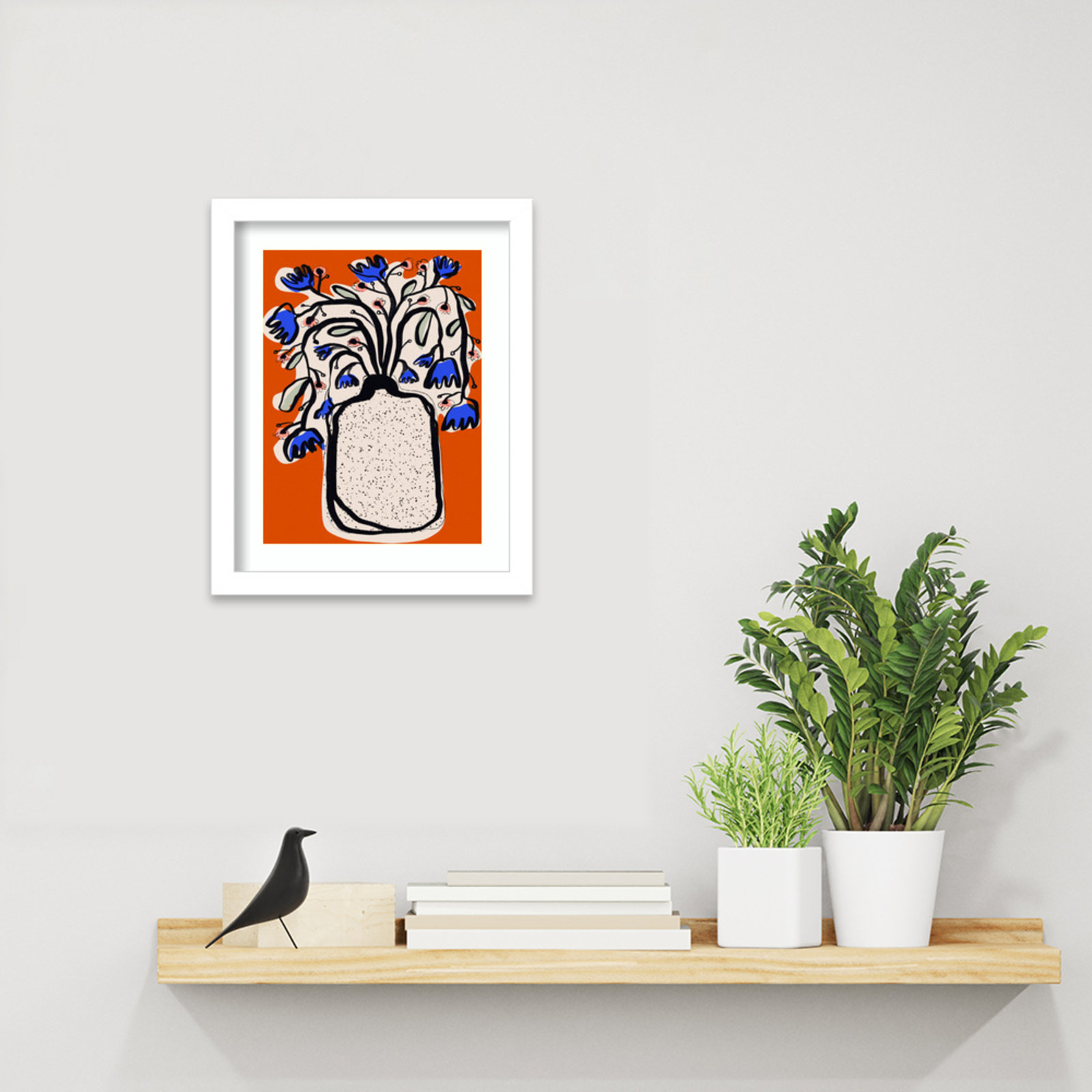 Galya "Lovely Flower Bouquet" Print, White, 13" H x 11" W