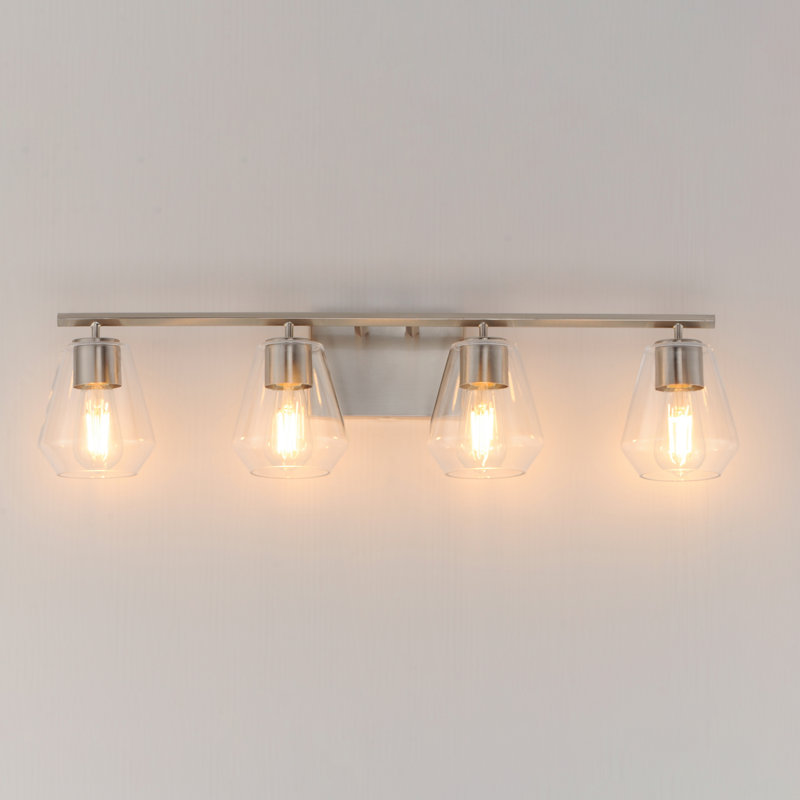 Geode-Bath Vanity, 31.25" Width, 4 Lights, Satin Nickel