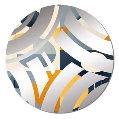 Miroir décoratif graphique à motif géométrique circulaire jaune et bleu II