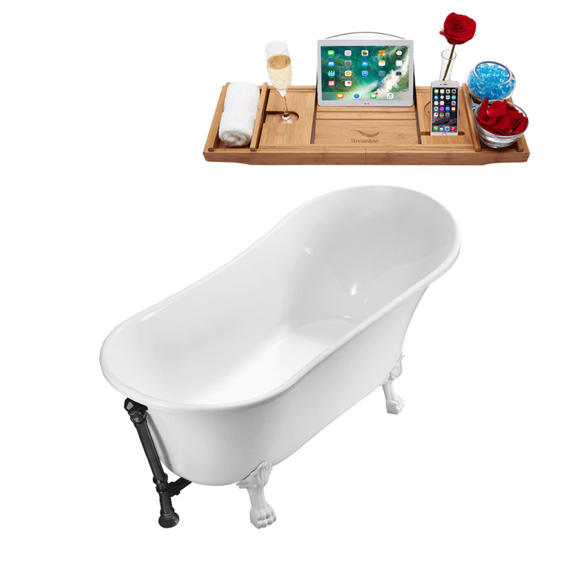 66.9'' x 31.5'' Soaking Acrylic Bathtub, Matte Black, Glossy White