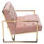 Fauteuil d'appoint de luxe en velours capitonné rose avec structure en acier inoxydable doré poli-82195272-116725853
