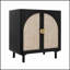 Armoire 2 portes avec tablettes réglables, dispositif anti-déversement et rotin résistant à l'humidité pour la chambre à coucher, le salon et le bureau