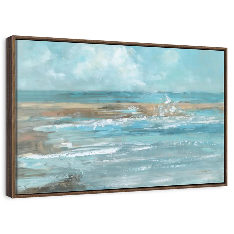 Breaking Waves IV, 19 po x 13 po, Cadre flottant en noyer
