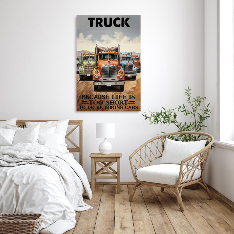 Camion, car la vie est trop courte sur toile, impression, H 36 po x l 24 po x P 1,25 po