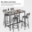 Ensemble de table de bar avec 4 tabourets de bar en polyuréthane avec dossier, l 47,24 po x l 23,62 po x H 35,43 po
