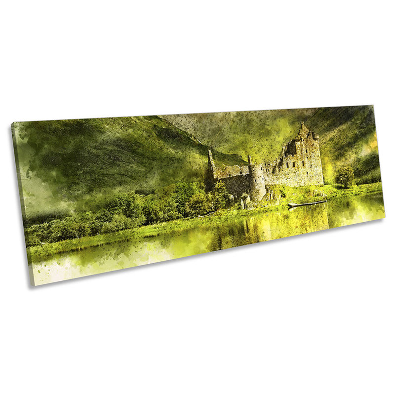 Kilchurn Castle Scotland Panoramic - Wrapped Canvas Painting, 30.48cm H x 91.44cm W x 2cm D