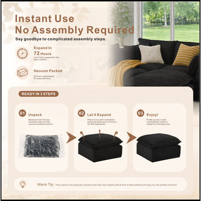 78.8 Inch Modular Sectional Sofa with Cloud-Inspired Corduroy, No Assembly Required, Lightweight and Pet-Friendly Upholstery