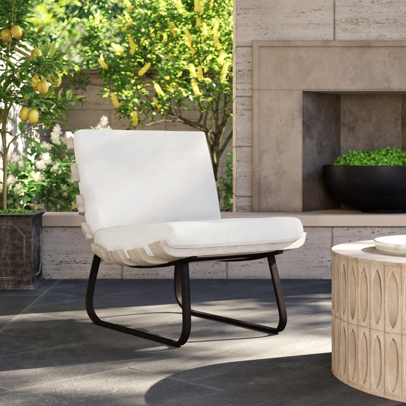 Dimitri Outdoor Armless Lounge Chair, Stone Gray