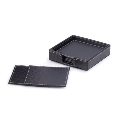 Leather Square 6 Piece Coaster Set