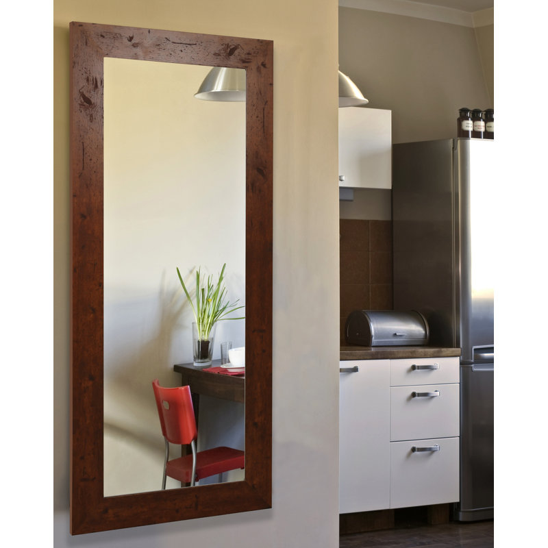 Aquinas Engineered Wood Flat Wall Mirror, 26" H x 64" W, Dark Walnut