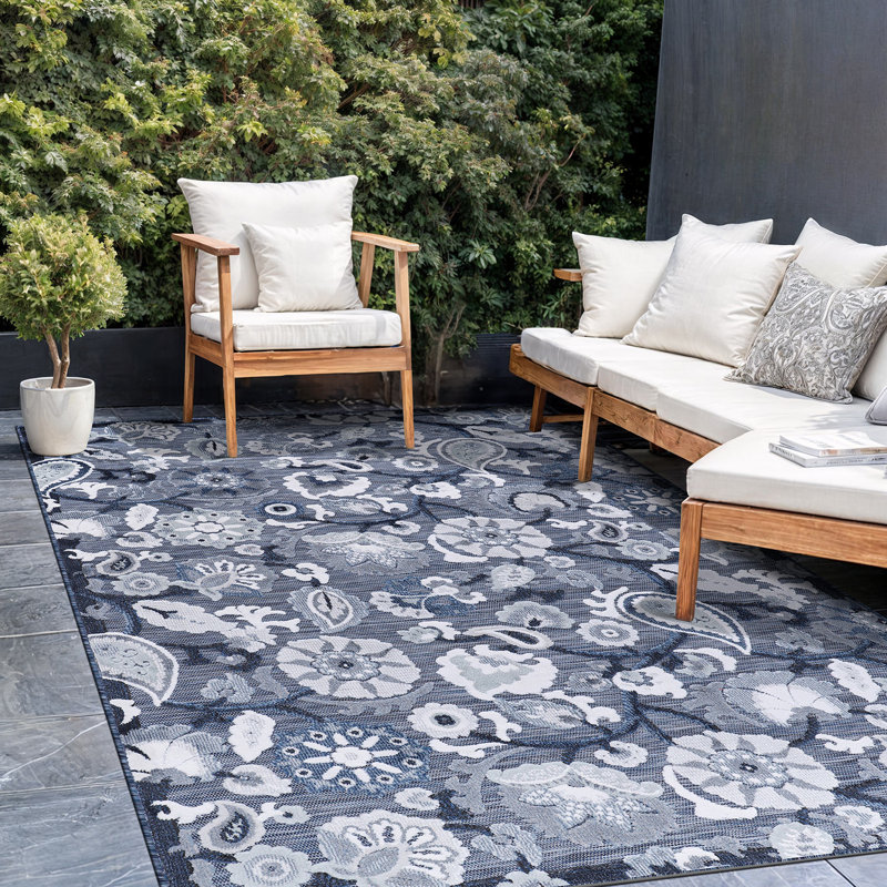 Tapis floral intérieur / extérieur, Rectangle 5 pi 3 po x 7 pi
