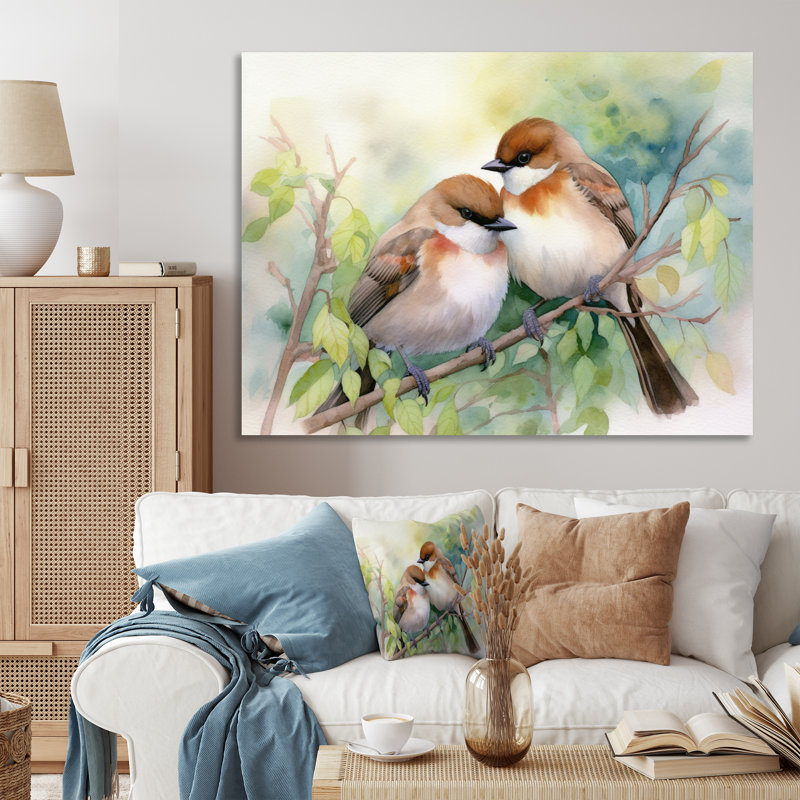 Birds of Spring III, reproduction d'art sur toile, Toile tendue, H 34 po x l 44 po x P 1,5 po