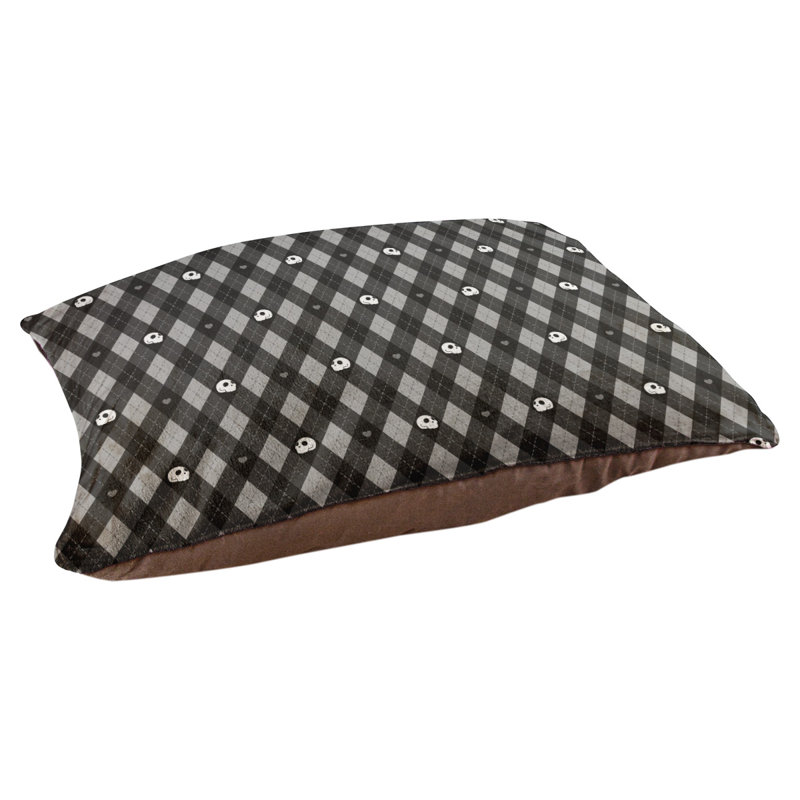 Coussin d'extérieur Campion Argyle Skulls, Très grand (l 52 po x P 42 po x H 17 po), Noir / gris