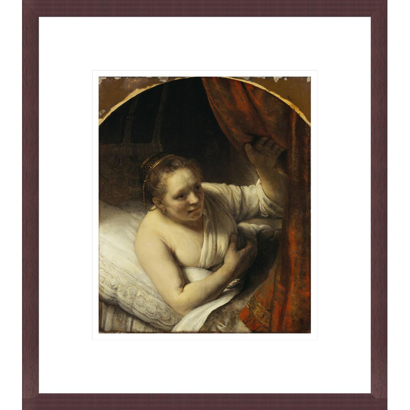 «A Woman in Bed» par Rembrandt van Rijn - Estampe numérique encadrée, H 15,43 po x l 13,75 po