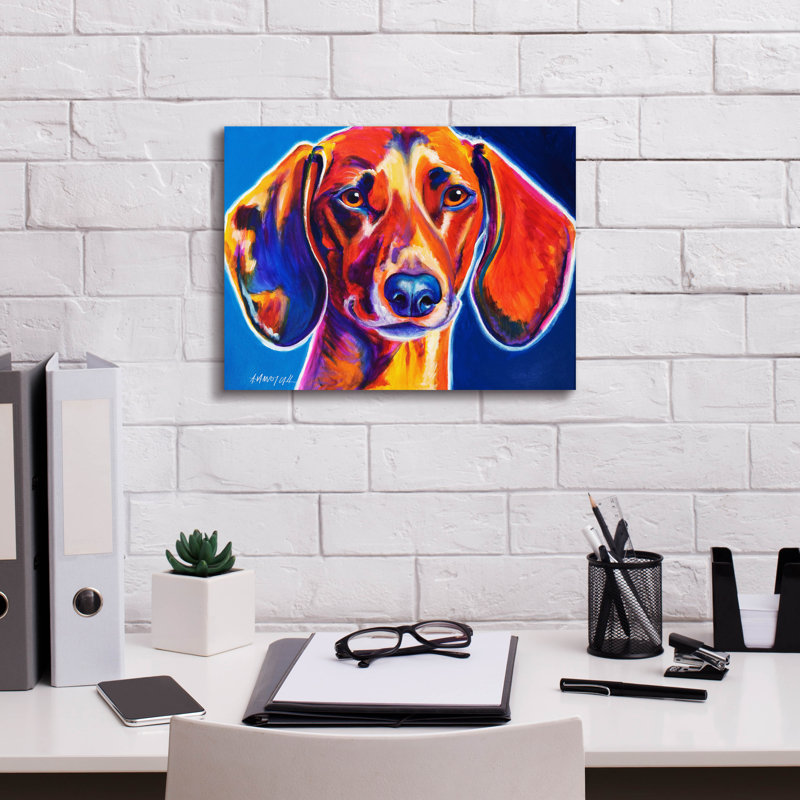 «Dachshund - Bubbs» par Dawg Painter, H 12 po x l 16 po x P 0,75 po