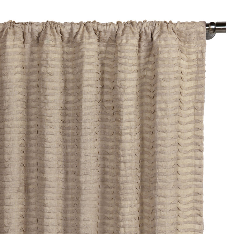 Yearling Pleated Sheer 100% Linen Semi Sheer Curtain Single Panel, 48" x 108", Flax
