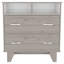  Commode 32 po à deux tiroirs gris clair avec tablettes ouvertes