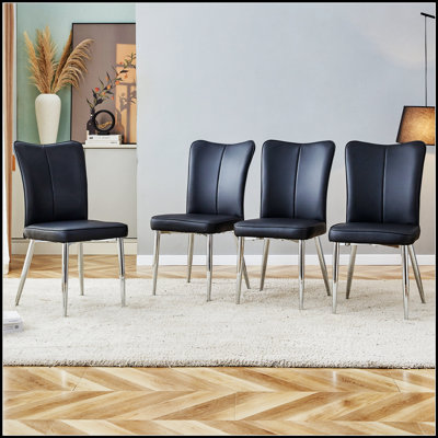 Chaises de salle à manger modernes et minimalistes avec similicuir, dossier incurvé et pieds en métal galvanisé pour plus de confort et de style