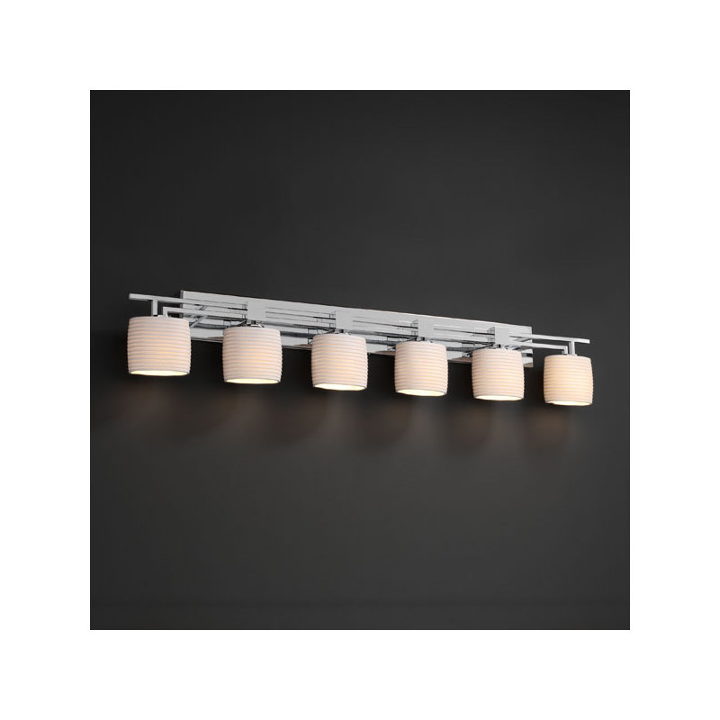 Éclairage pour meuble-lavabo de salle de bain 6 lumières limoges Muenster, Plis, Nickel