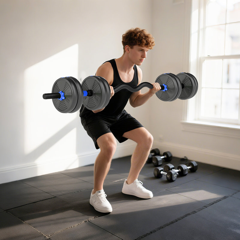 Ensemble d'haltères réglables, ensemble de poids 3 en 1 pour la gymnastique à domicile, 33 lb