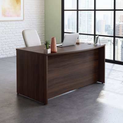 Bowfront Executive Desk 60", Brown finish