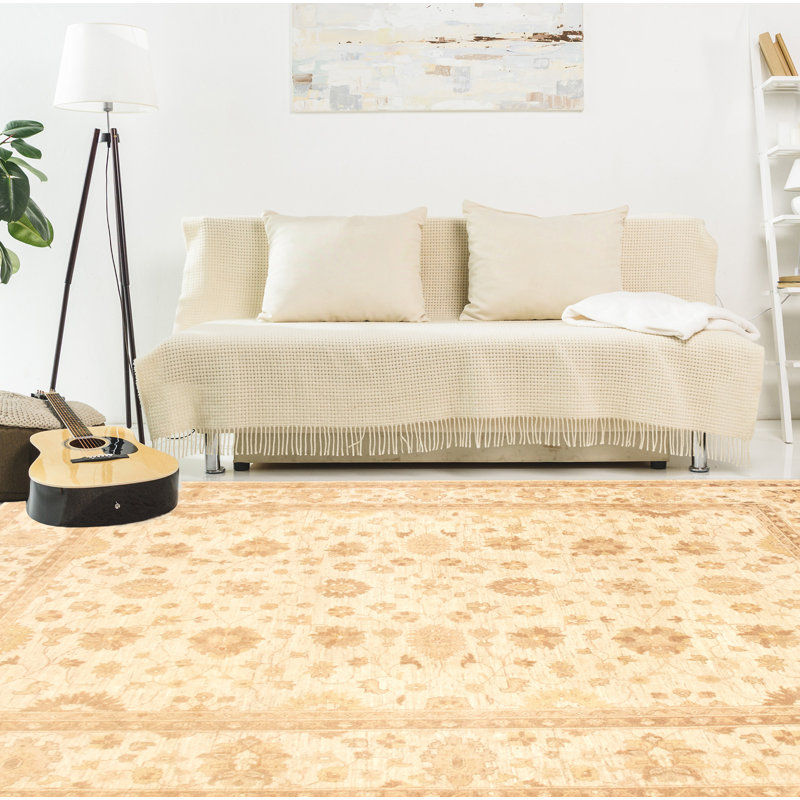 Tapis décoratif en laine de conception unique 8 pi x 9 pi 10 po noué à la main New Age