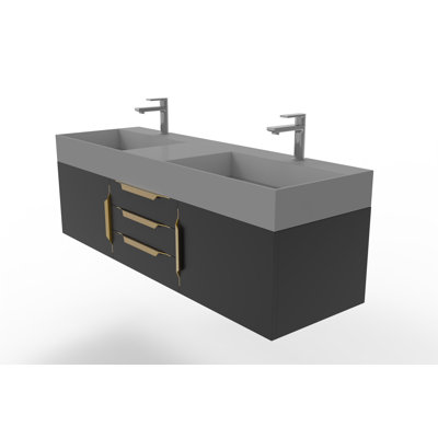 Ensemble de meuble-lavabo double mural 60 po Russett