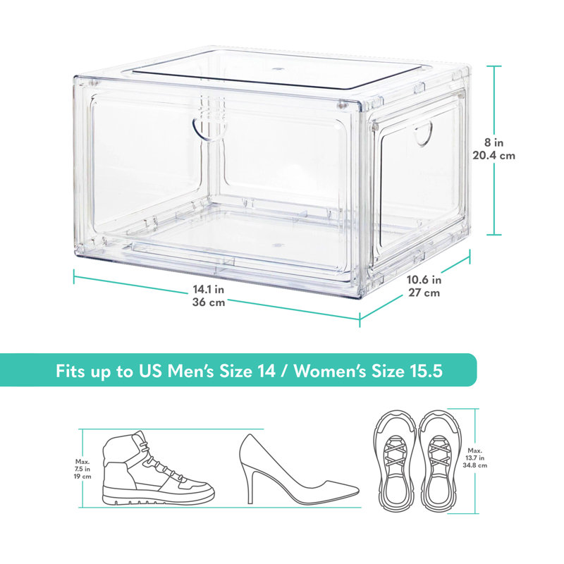 Rebrilliant Stackable, Double Magnetic Doors, Organizer & Shoebox, Clear, 8-pack