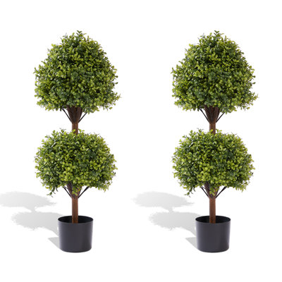 40'' Artificial Boxwood Double Ball Topiary Trees