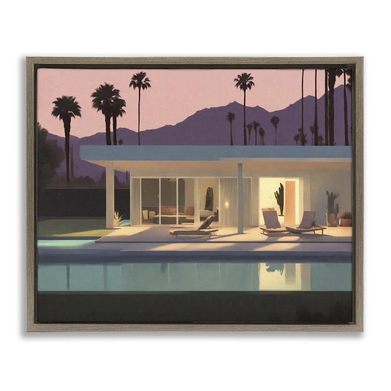 «Summer Pool Reflection» par Noah Bay, Cadre flottant orme Montalcino, H 25 po x l 31 po